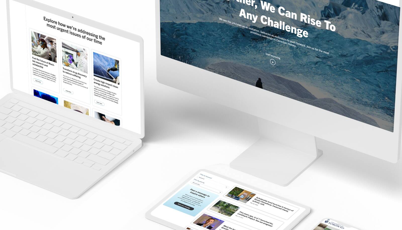 Defy Gravity website on mockup screens